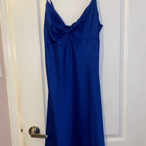 Blue Satin Midi Dress - Picture 1 of 1